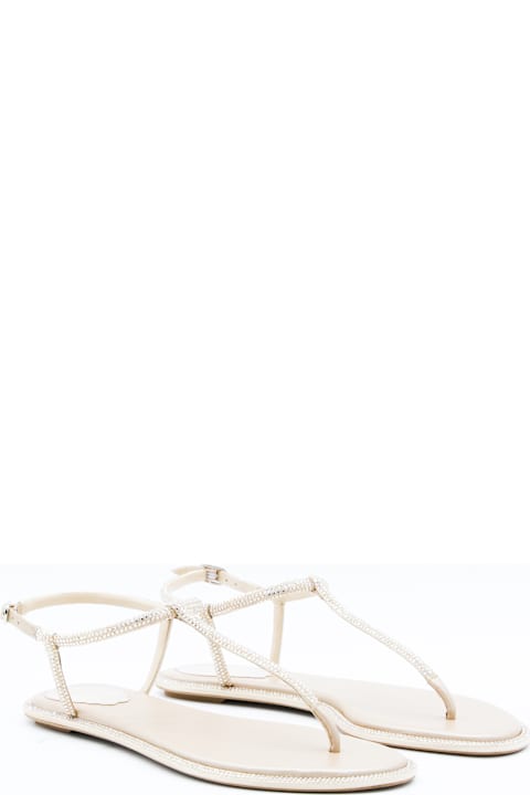 René Caovilla Beige Leather Flats