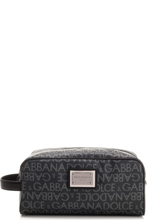Dolce & Gabbana Wallets for Men Dolce & Gabbana Logo All-over Top Zip Pouch