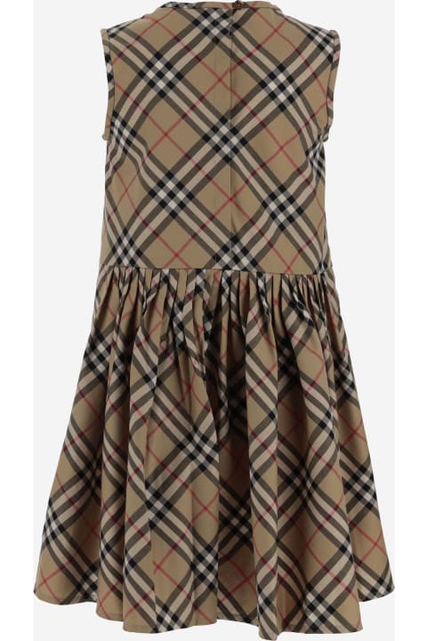 Dresses for Girls Burberry Stretch Cotton Dress With Check Pattern