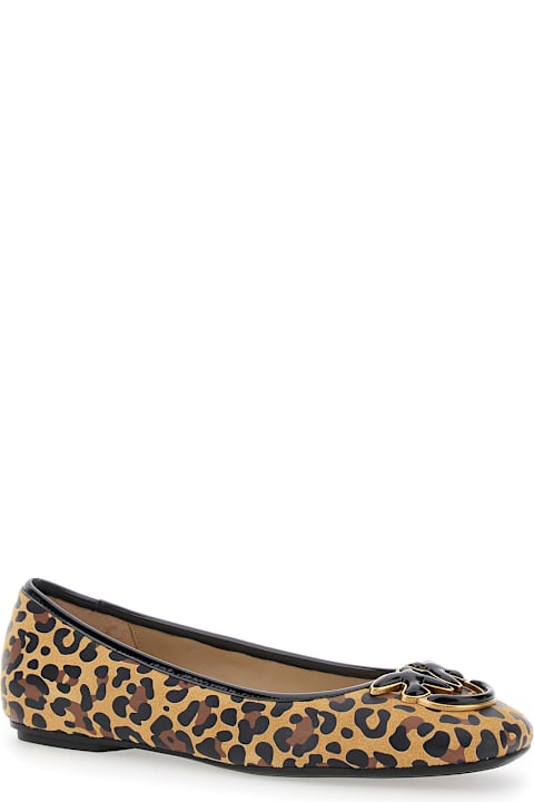 Homeware Pinko 'max' Multicolor Ballet Shoes With Logo Love Birds Diamond Cut On The Front And Leopard Motif In Suede Woman
