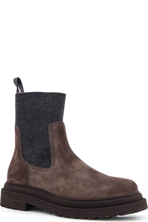 Brunello Cucinelli Boots for Women Brunello Cucinelli Suede Ankle Boots With Monili Detail