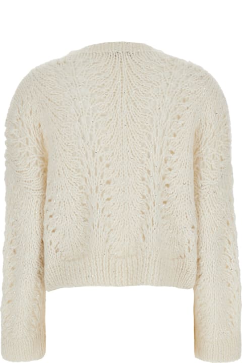 Antonelli for Women Antonelli 'criseide' Beige Crewneck Sweater In Open Knit Woman