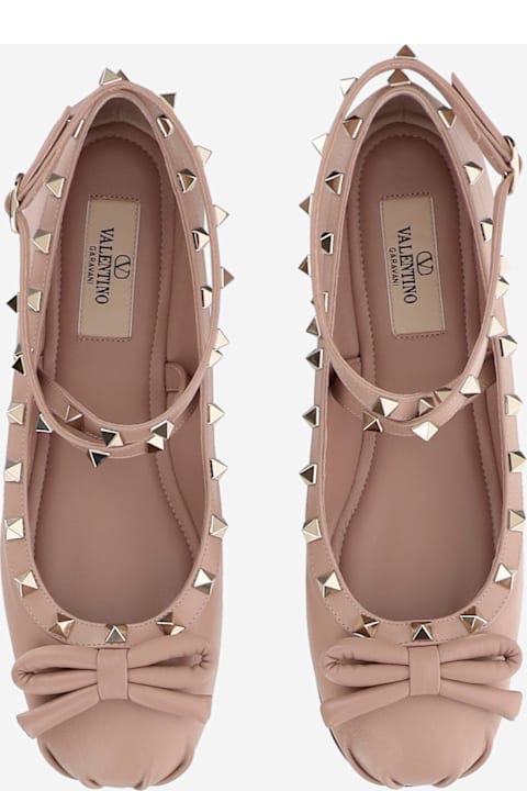 Laced Shoes for Women Valentino Garavani Leather Rockstud Ballerinas