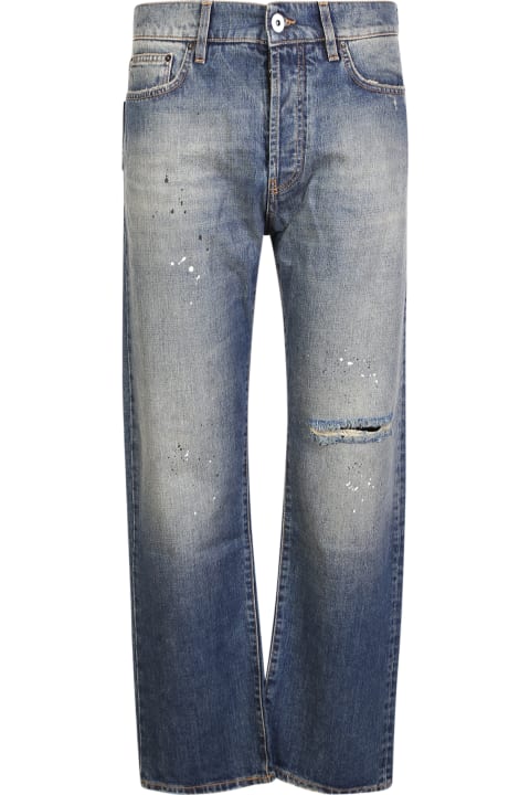 14 Bros Jeans for Men 14 Bros 14 Bros Randle Loose Paint Blue Jeans