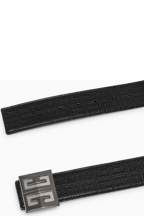 Reversible 4g Belt In Black Coated Leather And Canvas