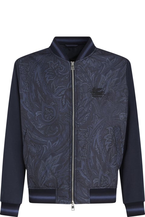 Etro Coats & Jackets for Men Etro Navy Blue Paisley Bomber Jacket