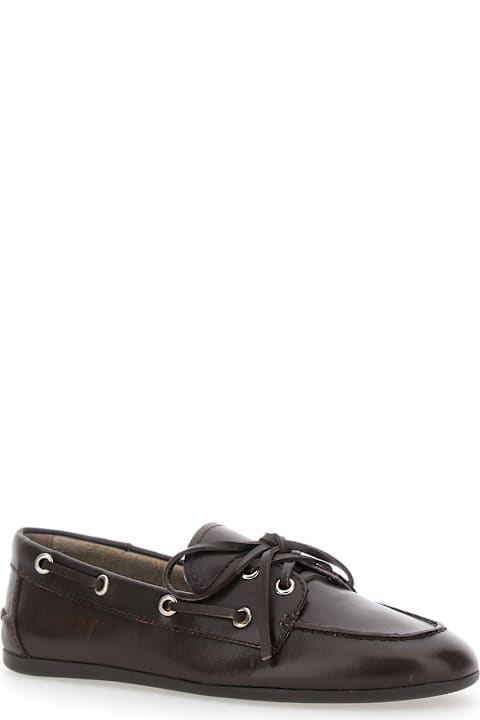 Jeffrey Campbell Shoes for Women Jeffrey Campbell Brown Loafers With Eyelet Details And Front Lace-up Closure In Leather Woman