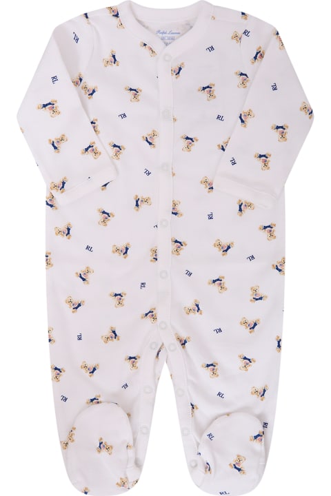 Bodysuits & Sets for Baby Girls Ralph Lauren White Babygrow For Babykids With Colorful Bears