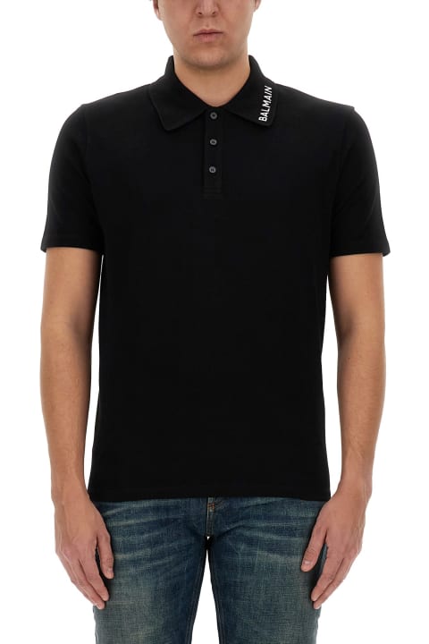 Topwear for Men Balmain Logo Embroidered Short-sleeved Polo Shirt