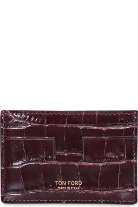 【関税＆送料込み】Tom Ford Bordeaux Card Holder With Embos Tom Ford Crocodile Bordeaux Card Holder | italist