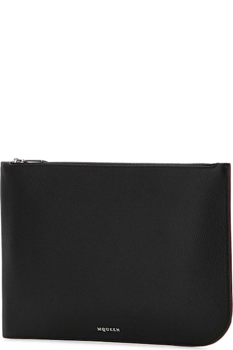 Alexander McQueen Totes for Men Alexander McQueen Black Leather Large Sling Pouch