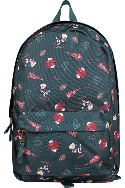 ボーイズ Ralph Laurenのアクセサリー＆ギフト Ralph Lauren Green Backpack For Kids With Polo Bear And Print