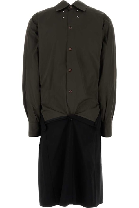 ウィメンズ新着アイテム Maison Margiela Two-tone Poplin And Wool Shirt Dress