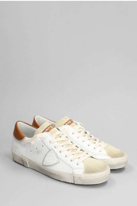 Philippe Model for Men Philippe Model Prsx Low Sneakers In White Suede And Leather