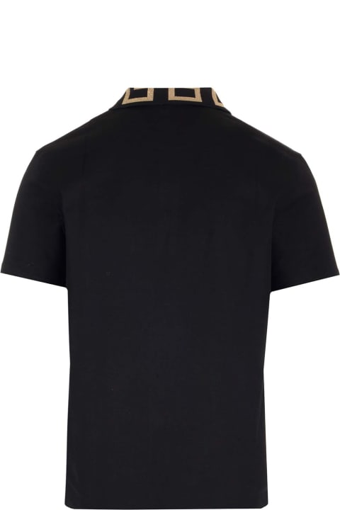 Versace Topwear for Men Versace Black 'greca' Polo Shirt