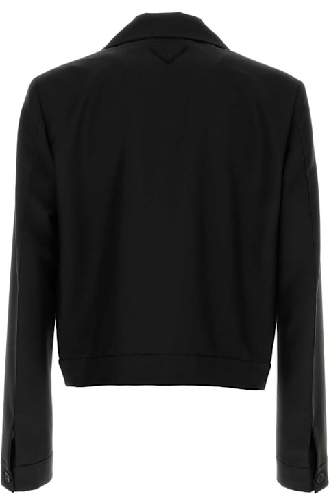 آخر صيحات الموضة من القسم الرجالي Prada Black Mohair Blend Blazer
