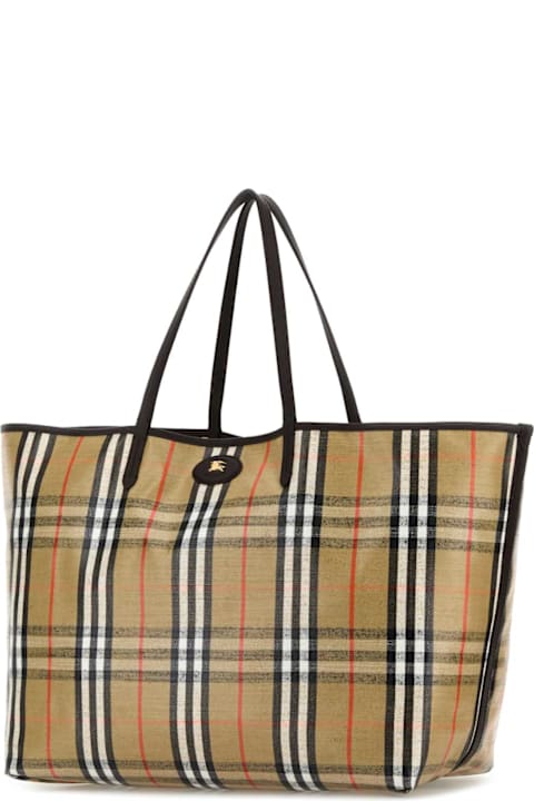 Burberry for Women Burberry Embroidered Canvas Large Highlands Shopping Bag
