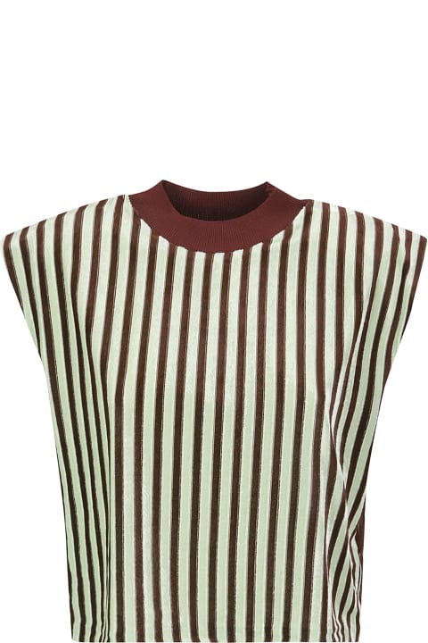 Fashion for Women Forte_Forte Shine Velvet Chenille Striped Boxy T-shirt