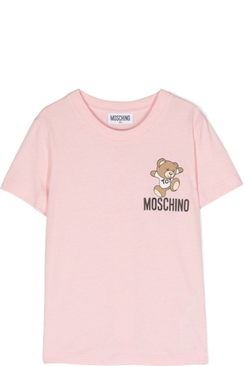 Topwear for Boys Moschino Pink T-shirt With Teddy Bear In Cotton Boy