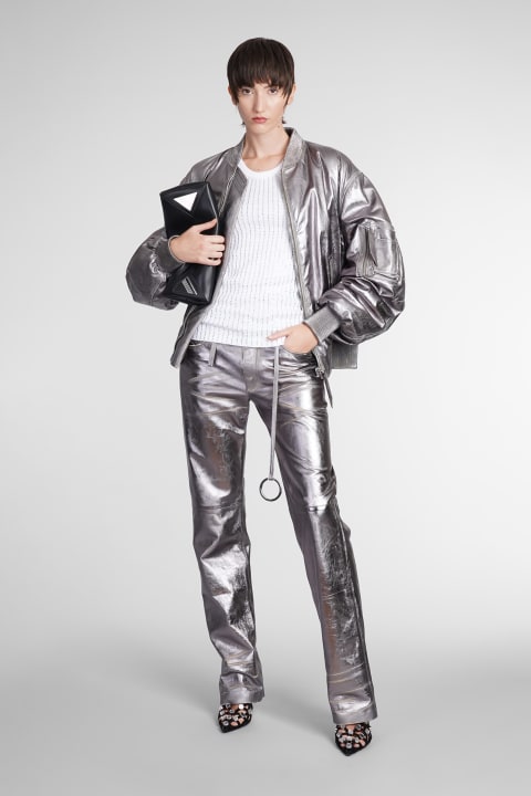 Clothing for Women The Attico Pants In Silver Leather