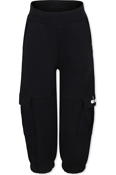 Bottoms for Girls Diadora Black Trousers For Girl With Logo