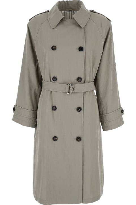 Brunello Cucinelli Clothing for Women Brunello Cucinelli Grey Trench Coat In Fabric Woman
