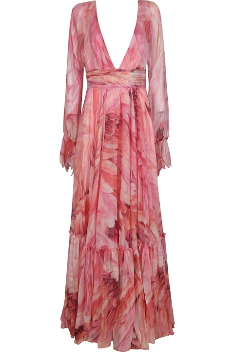 Roberto Cavalli for Women Roberto Cavalli Long Plumage Print Dress