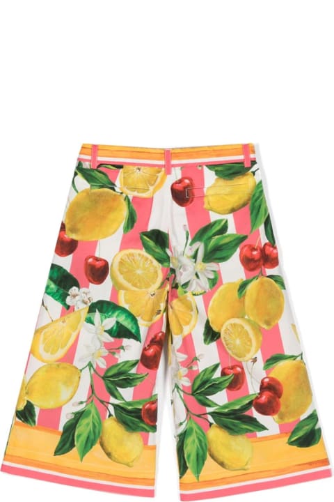 Fashion for Girls Dolce & Gabbana Poplin Trousers With Lemon And Cherry Print