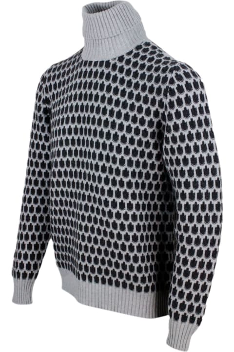 メンズ Kitonのニットウェア Kiton Long-sleeved Turtleneck Sweater In 100% Pure Cashmere Bicolor