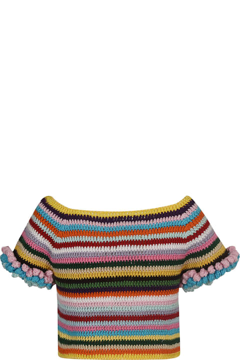 Stripe Patterned Knit Cropped Top