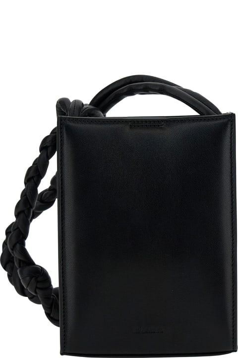 Bags Sale for Men Jil Sander 'tangle Small' Black Shoulder Bag With Embossed Logo In Leather Man