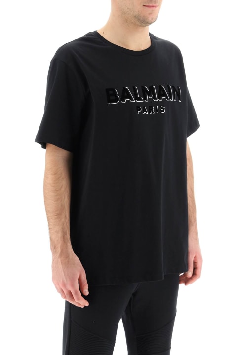 Topwear for Men Balmain Flock & Foil Logo T-shirt