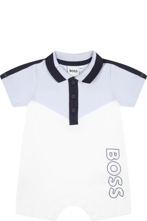 Hugo Boss for Kids Hugo Boss White Romper For Baby Boy With Logo