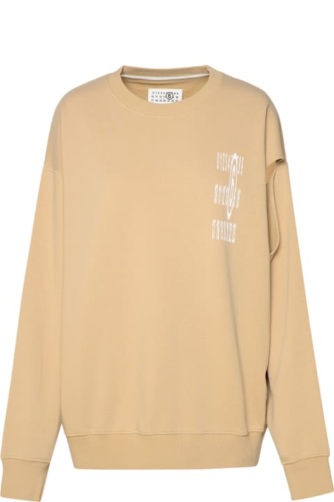 Sweaters Sale for Women MM6 Maison Margiela Beige Cotton Blend Sweatshirt