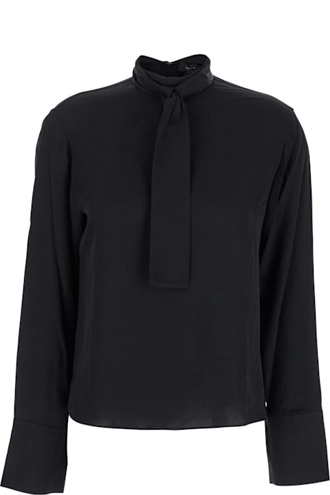 Homeware Theory Black Blouse With Scarf In Silk Woman