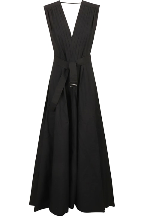 Brunello Cucinelli Clothing for Women Brunello Cucinelli Belted Waist V-neck Sleeveless Flare Dress