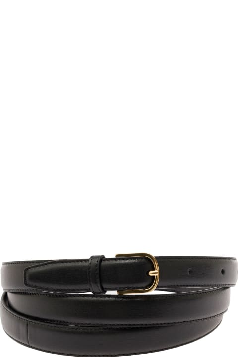 Totême Accessories for Women Totême Black Wrap Belt With Gold Tone Buckle In Leather Woman