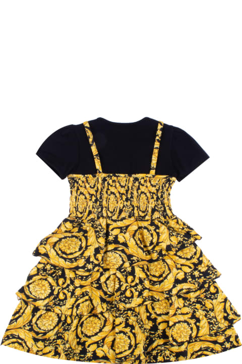 Versace for Girls Versace Dress With Baroque Flounce