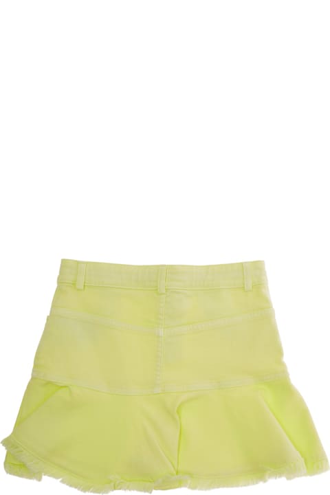 Fashion for Kids Fendi Yellow Skirt With Tonal Logo Embroidery On The Front And Fringed Hem In Cotton Blend Girl