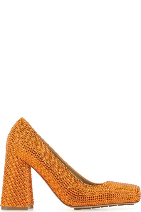 Fashion for Women Bottega Veneta Orange Leather And Rhinestones Tower Pumps