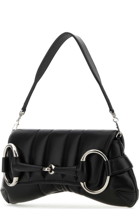 Fashion for Women Gucci Black Medium Gucci Horsebit Chain Leather Shoulder Bag