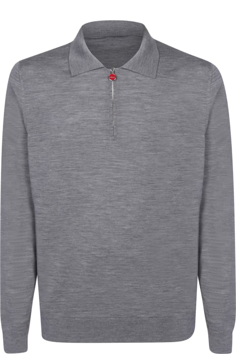 Kiton for Men Kiton Mid-zip Grey Polo Shirt