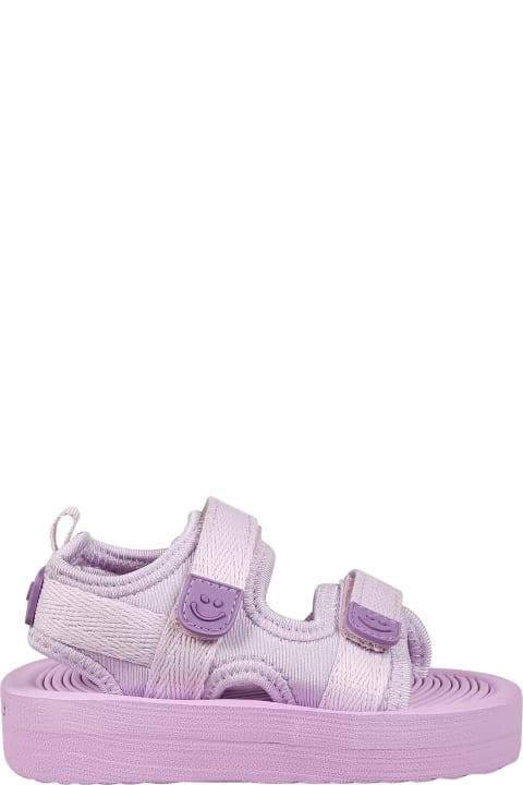 Molo Shoes for Baby Boys Molo Purple Sandals For Baby Girl With Logo