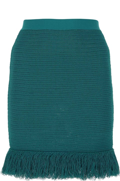 Bottega Veneta Skirts for Women Bottega Veneta Petrol Blue Stretch Cotton Blend Mini Skirt
