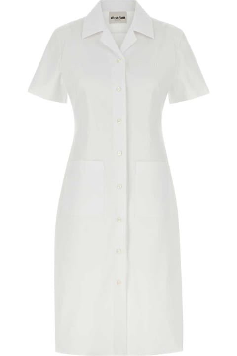 Miu Miu Dresses for Women Miu Miu White Poplin Shirt Dress