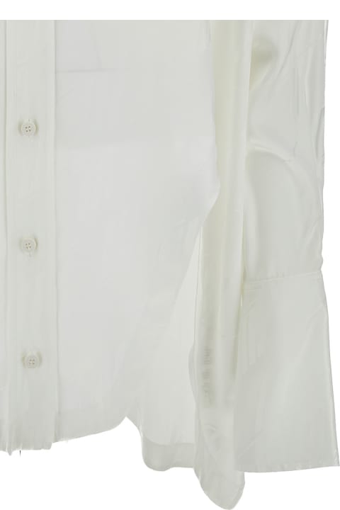 Clothing Sale for Women The Attico 'diana' Oversized White Shirt With All-over Logo And Asymmetric Hem In Viscose Woman