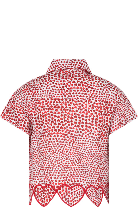 Stella McCartney Kids Shirts for Girls Stella McCartney Kids Red Shirt For Girl With Hearts Print
