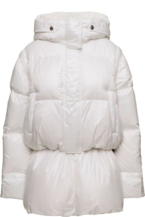 'chiara White Down Jacket With Detachable Sleeves And End Band With Shiny Finish In Nylon Woman Anitroc
