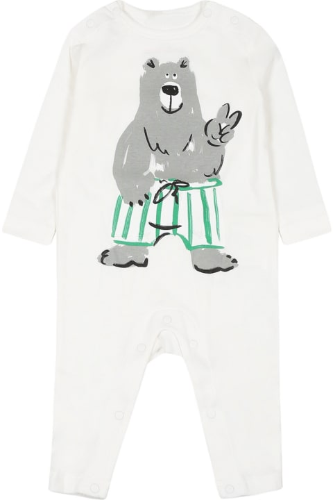Stella McCartney Kids Stella McCartney Kids White Set For Baby Boy With Printed Bear