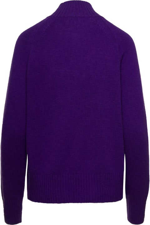 Allude Clothing for Women Allude Violet Mockneck Sweater With Ribbed Trim In Cashmere Woman